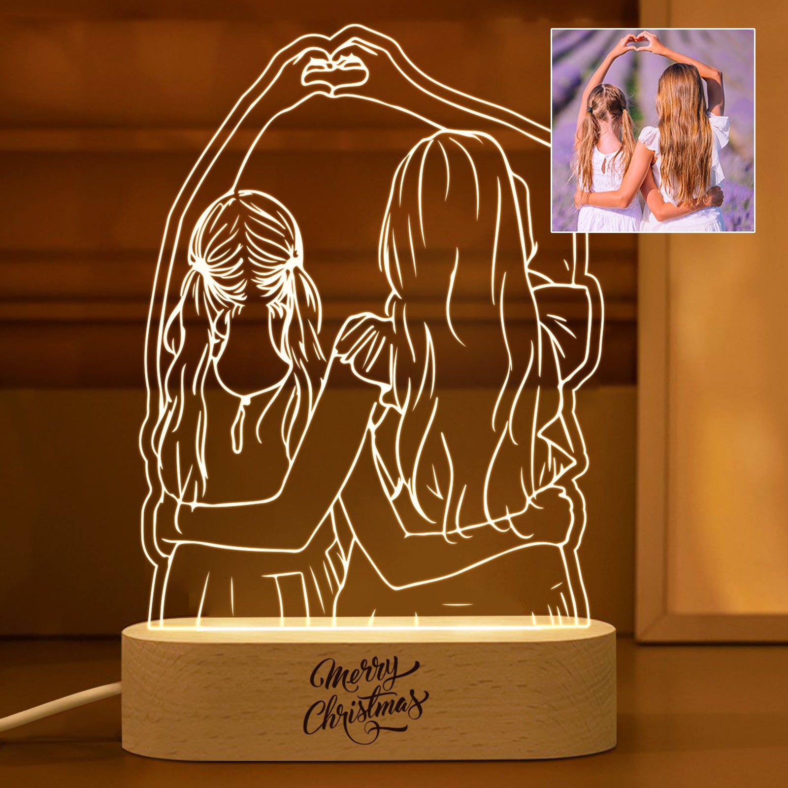 Picture To Make Lovers Acrylic Nightlight Valentine's Day