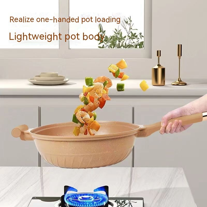 Pottery Clay Micro Pressure Titanium Wok Frying Non-stick Pan Household Coating