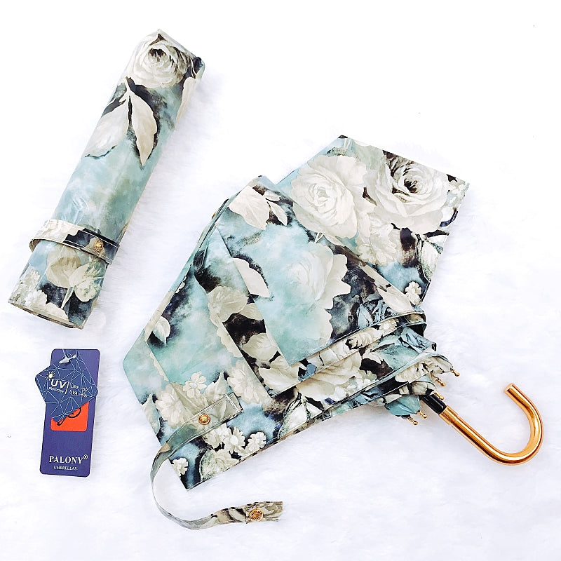 Three fold retro ink wind rose umbrella