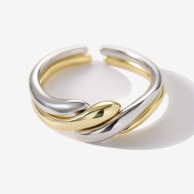 Bague femme en argent S925 avec ondulations irrégulières