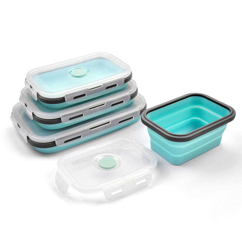 Square Silicone Folding Lunch Refrigerator Storage Box