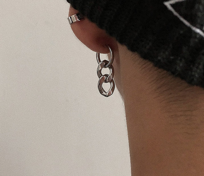Titanium steel chain hoop earrings