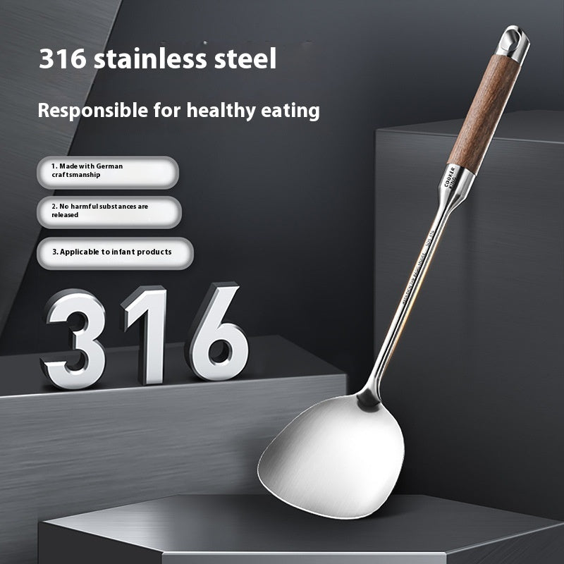 316 Stainless Steel Household Large Cooking Spoon Colander Rosewood Handle Set Rack