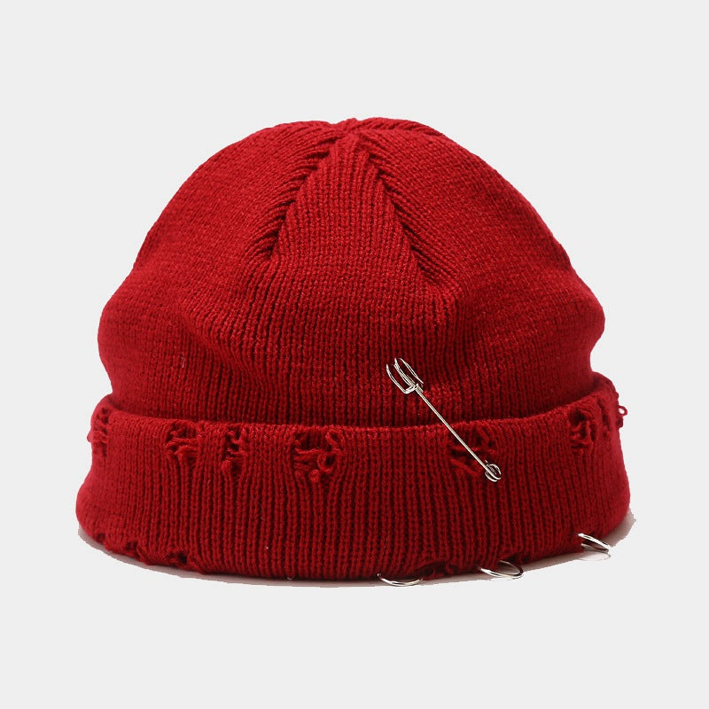 New Style Knit Hat With Hoop Pin Hole