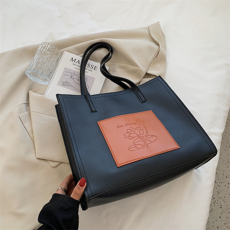 Contrast Color Tote Bag Large Capacity Casual Temperament