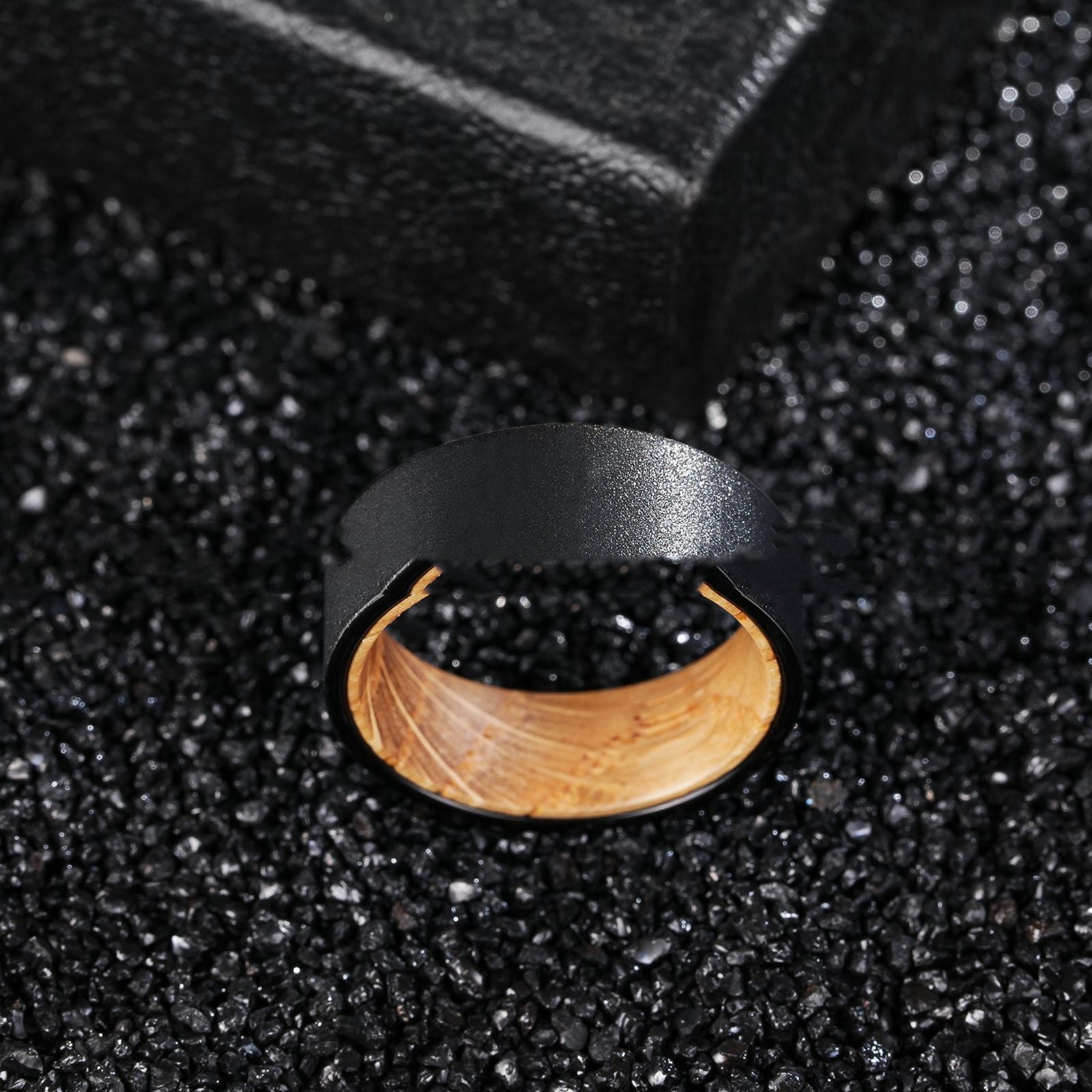 Frosted Men's Barrel Wood Wood Inner Ring