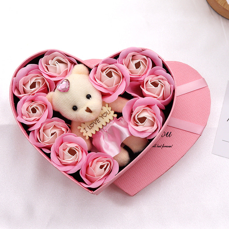Boîte cadeau Cœur de Roses en Savon Saint-Valentin Fête des Mères