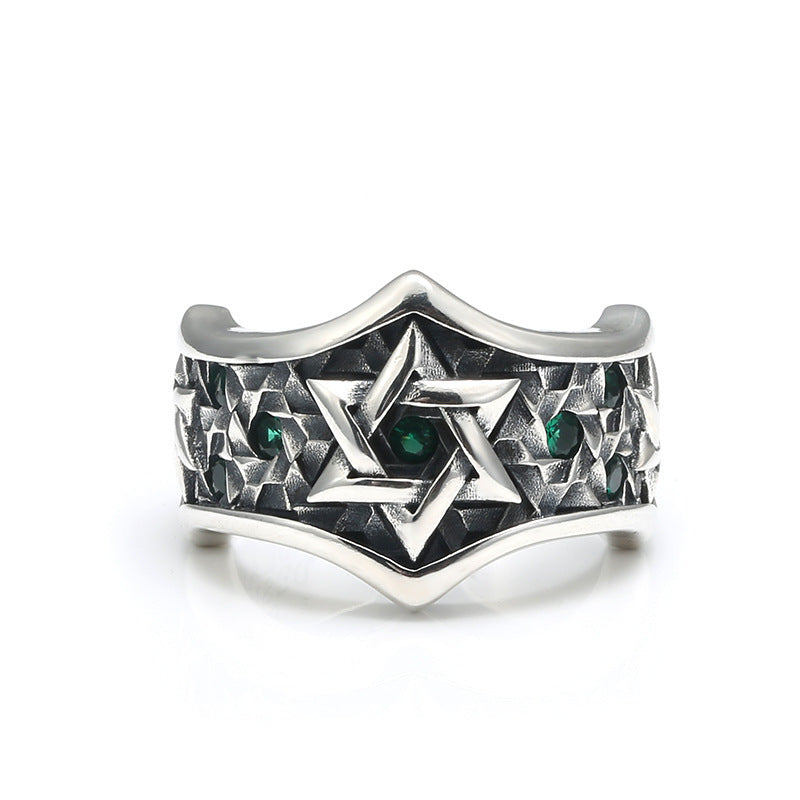 Personalized Six Pointed Star Inlaid Ring