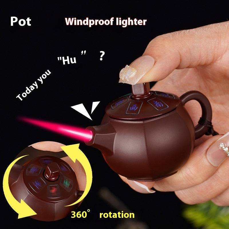 Creative Purple Clay Pot Lighter Rotating Decompression