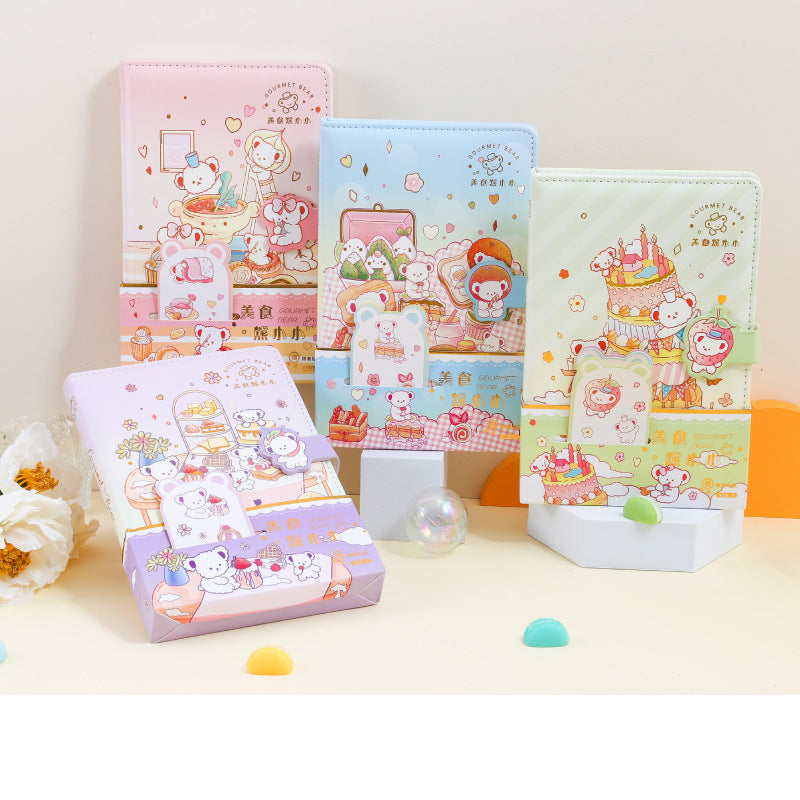 Coloring  Magnetic Buckle Leather Book Gourmet Bear Small