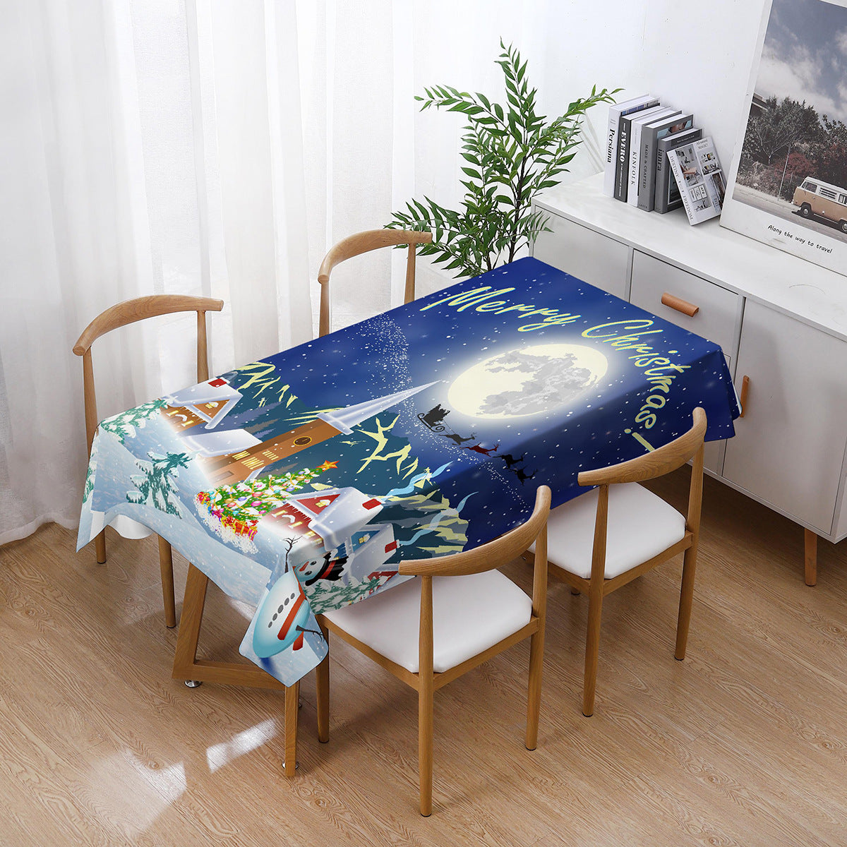 Printed Christmas Polyester Tablecloth Rectangular