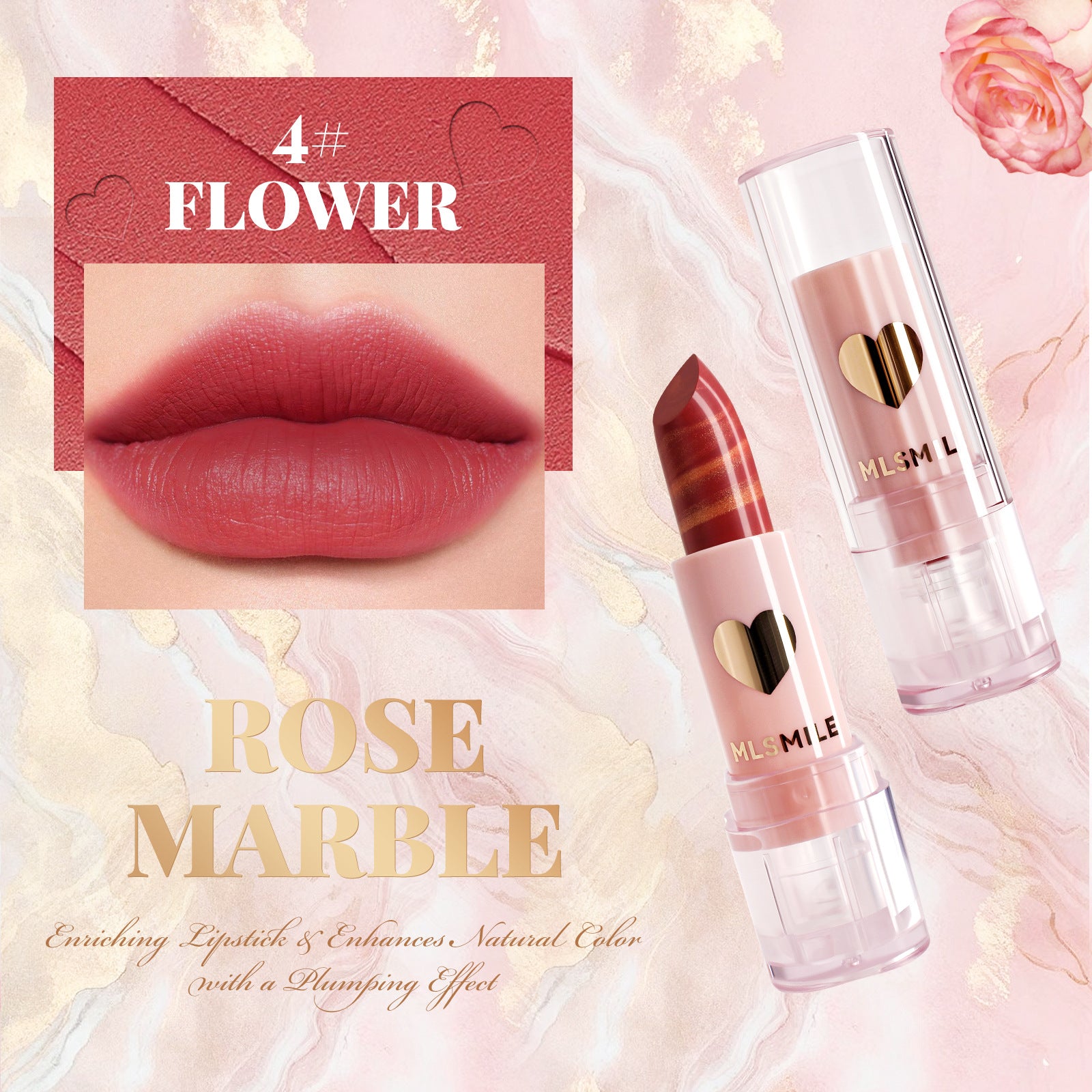 Marble Pattern Matte Lipstick 4 Colors