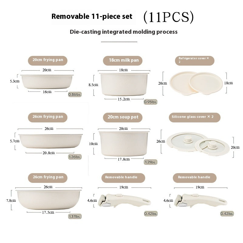 Removable Pot Set Pan Household Handle Separation