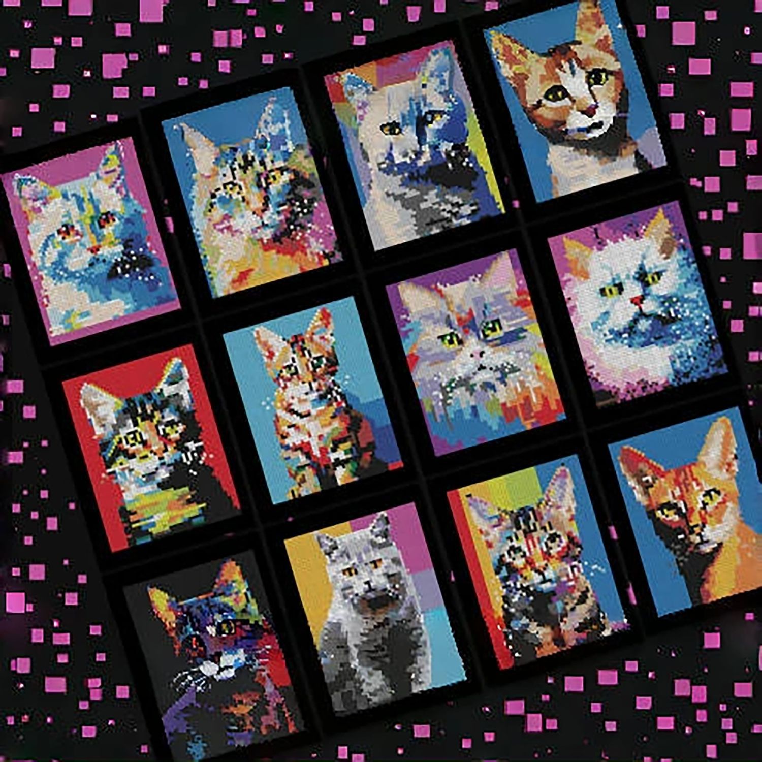Digital Coloring Pixel Art Coloring Book Cat-Themed Main Image 50-Page Drawing Book