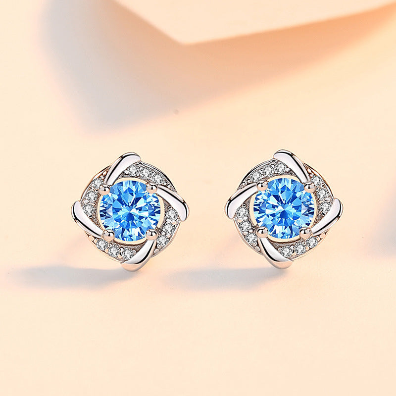S999 Sterling Silver Small Windmill Stud Earrings Women
