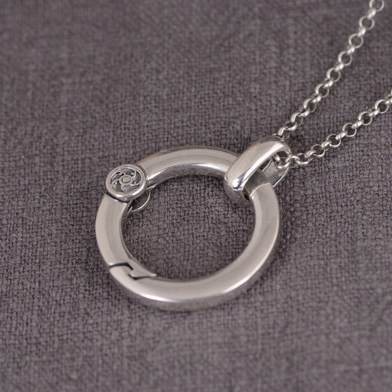 Simple Design Silver Buckle Accessory Buckle Six-character Mantra Keychain
