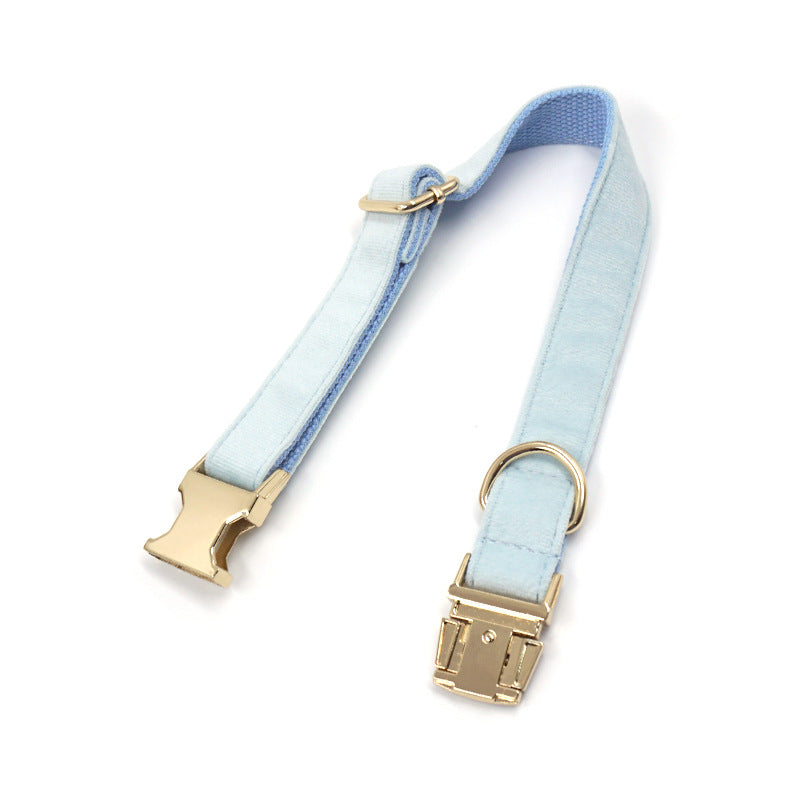 Sky Blue Velvet Gold Collar Leash Europe And America