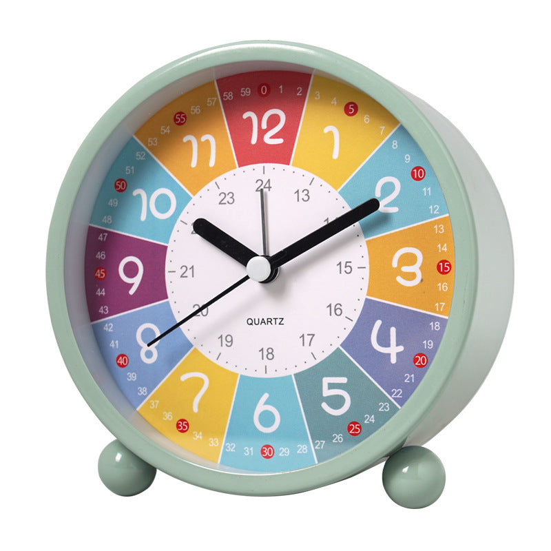 Metal Cartoon Children's Early Education Alarm Clock Mute Luminous Desk Clock Pointer Quartz Clock