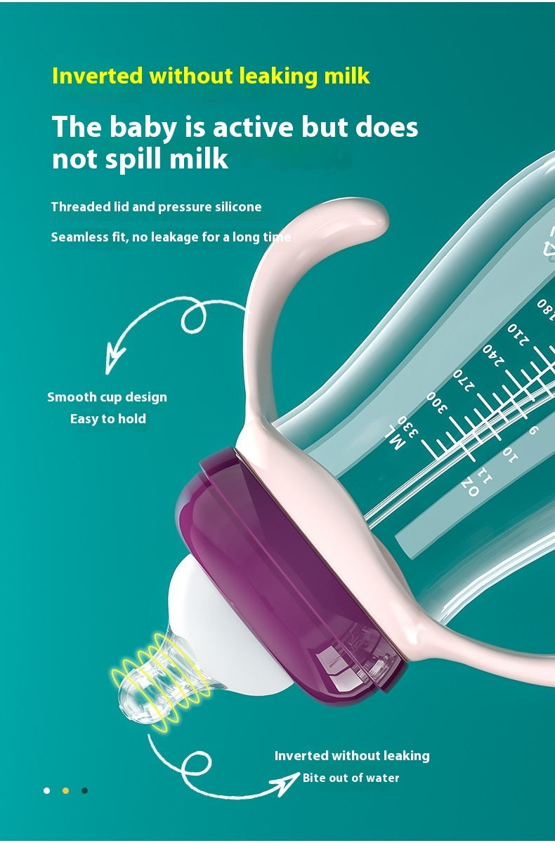 Baby Wide Caliber PP Straw Feeding Bottle Baby Plastic Water And Milk Bottle With Handle