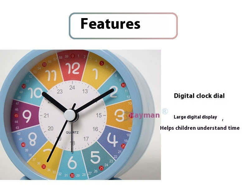 Metal Cartoon Children's Early Education Alarm Clock Mute Luminous Desk Clock Pointer Quartz Clock