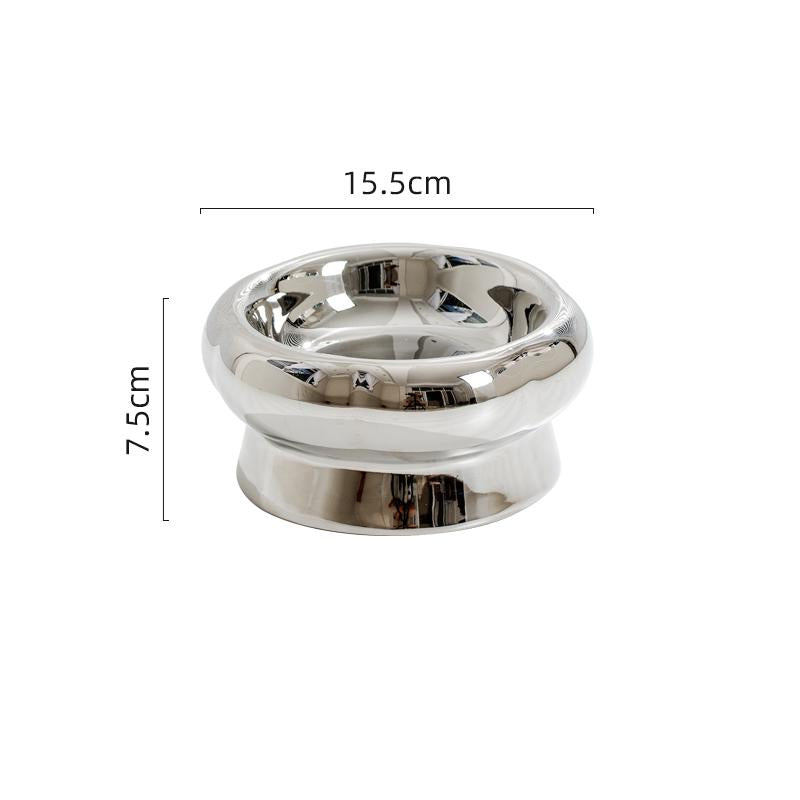 Electroplated Ceramic Cat Bowl Is Tip Proof