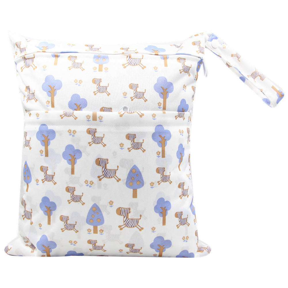 Diaper Bag 30 36cm Baby Double Zipper Printing Waterproof Diaper Bag
