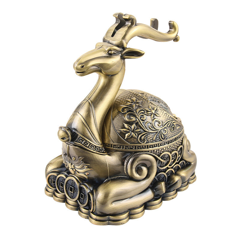 Creative 5D Money Deer Metal Ashtray Household Seal With Cover