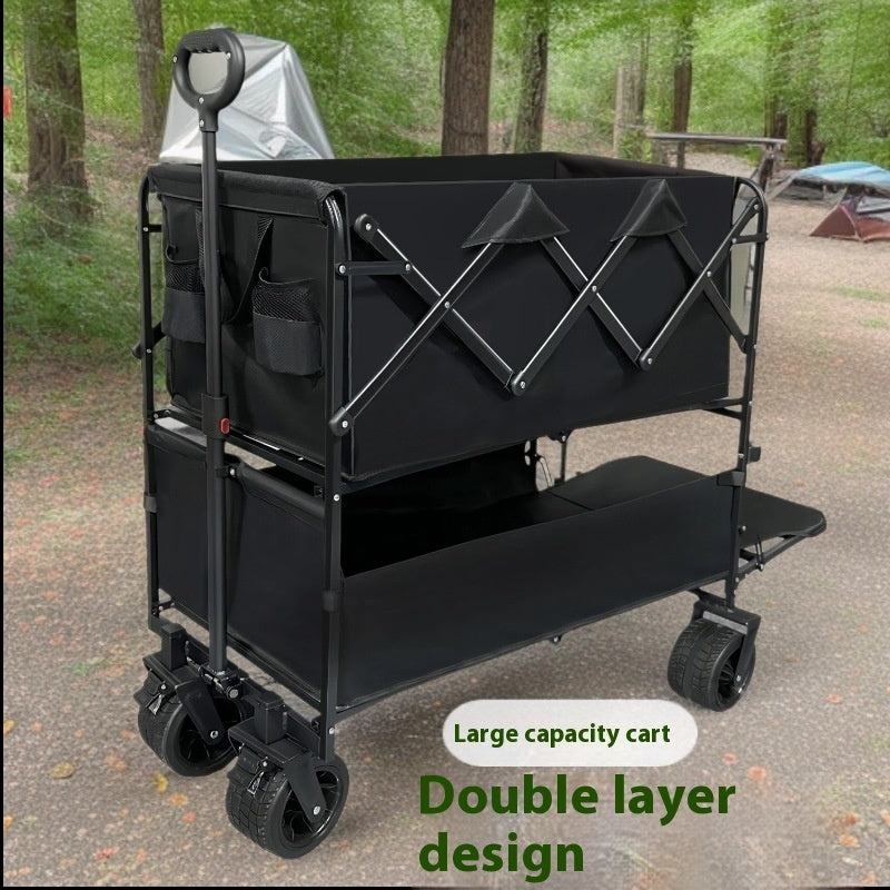 Outdoor Camping Large Capacity Express Shopping Cart Double-layer Cart