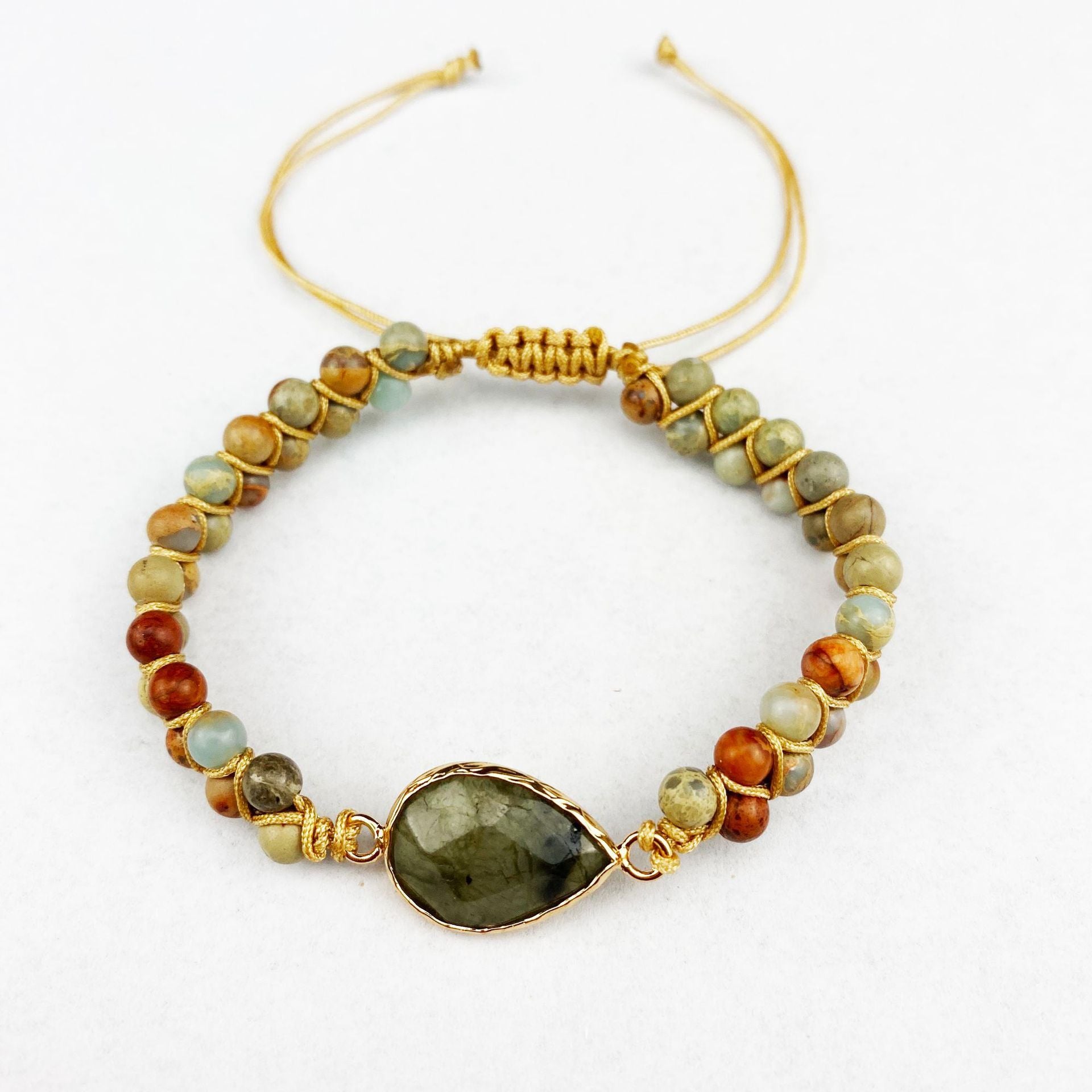 Adjustable Natural Shoushan Stone Woven Bracelet