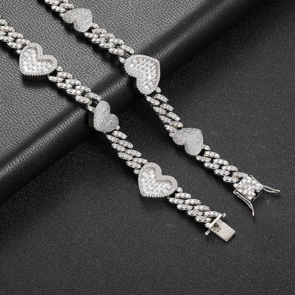 Personality Cuban Link Chain Dignified Sense Of Design Heart Clavicle Chain