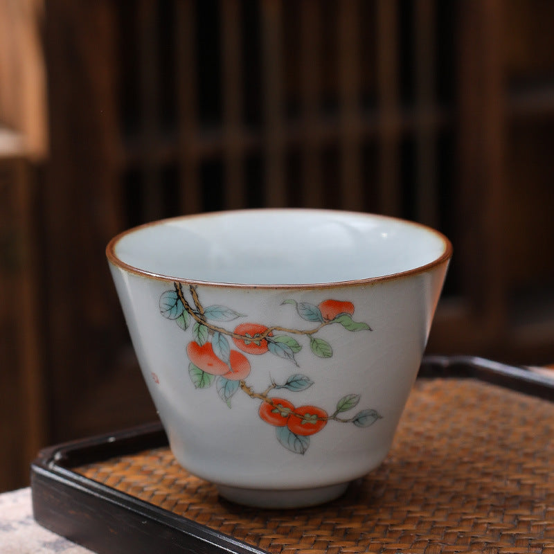 Ceramic Personal Tea Cup Gracked Glaze Supportable Tea Cup