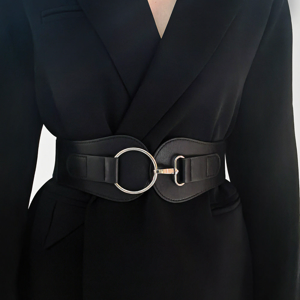 New Autumn Winter PU Elastic Belt For Women Simple Matching Coffee Color Black Decorative Waist Cover Coat Fashion Elegant Accessories