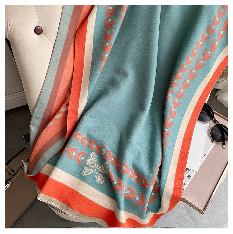 Elegant Cashmere Scarf Color Matching Long Warm And Thick