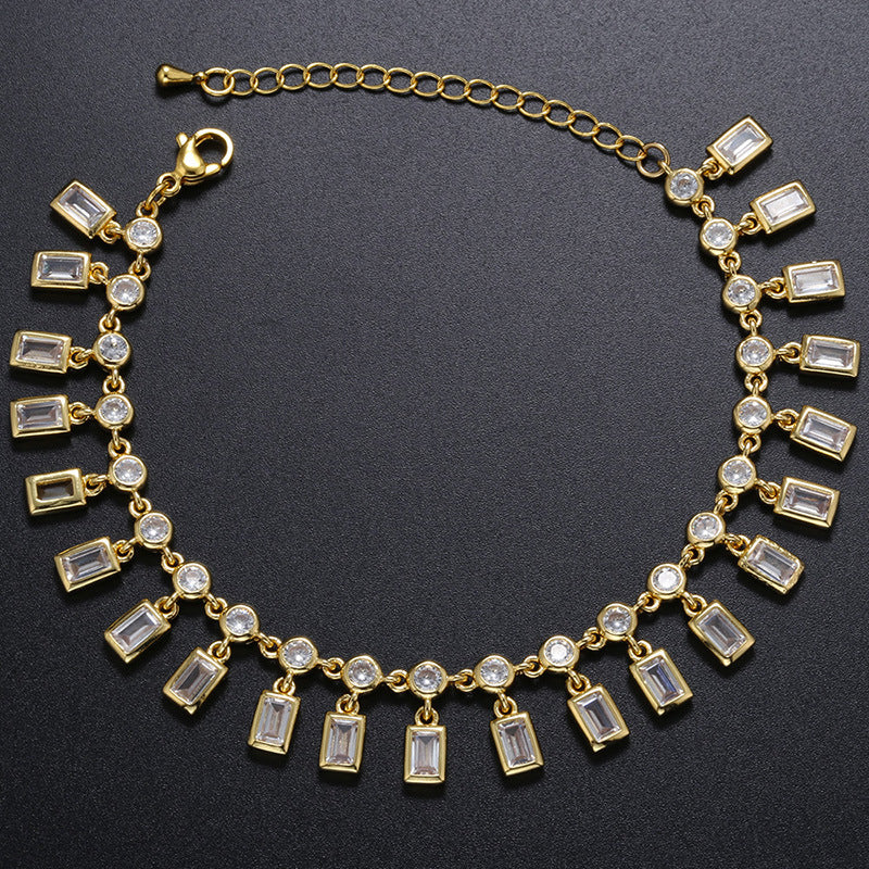 Women's Fashion Gold-plated Square Zirconia Bracelet