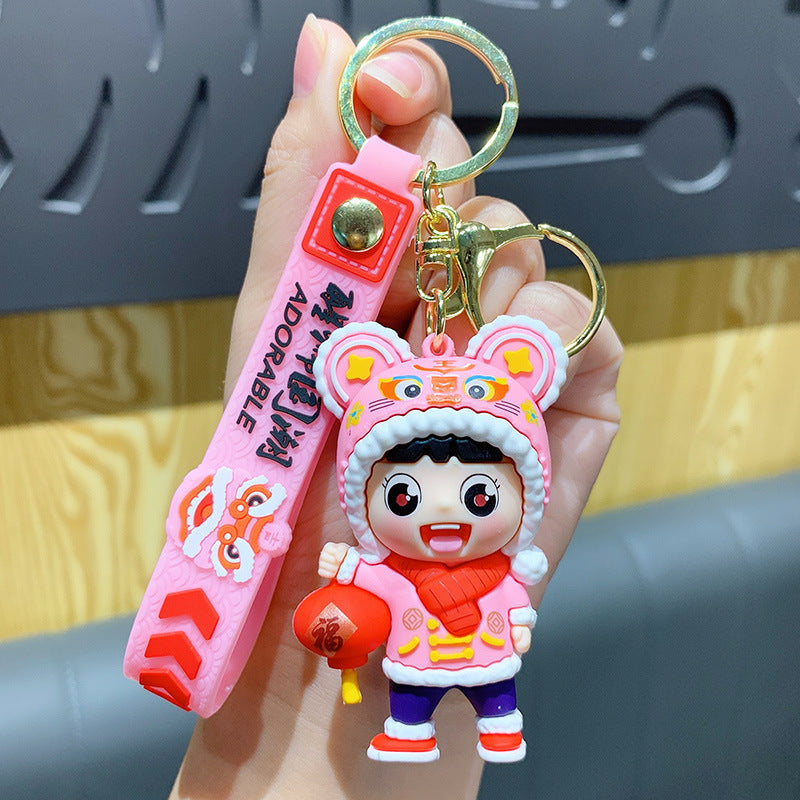 Creative Cute Tiger Head Doll Keychain
