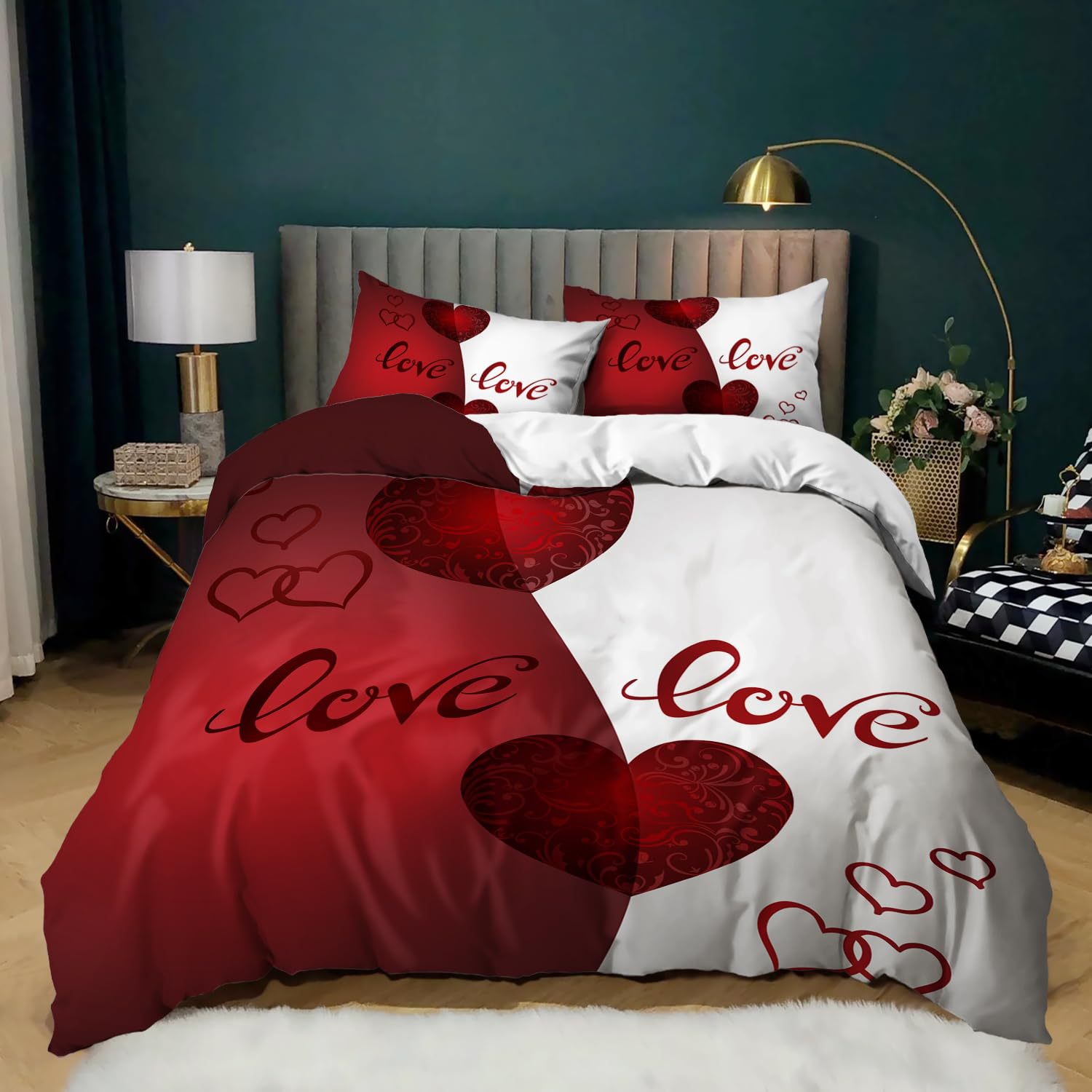 Simple Little Heart Quilt Cover Bedding Three-Piece Set
