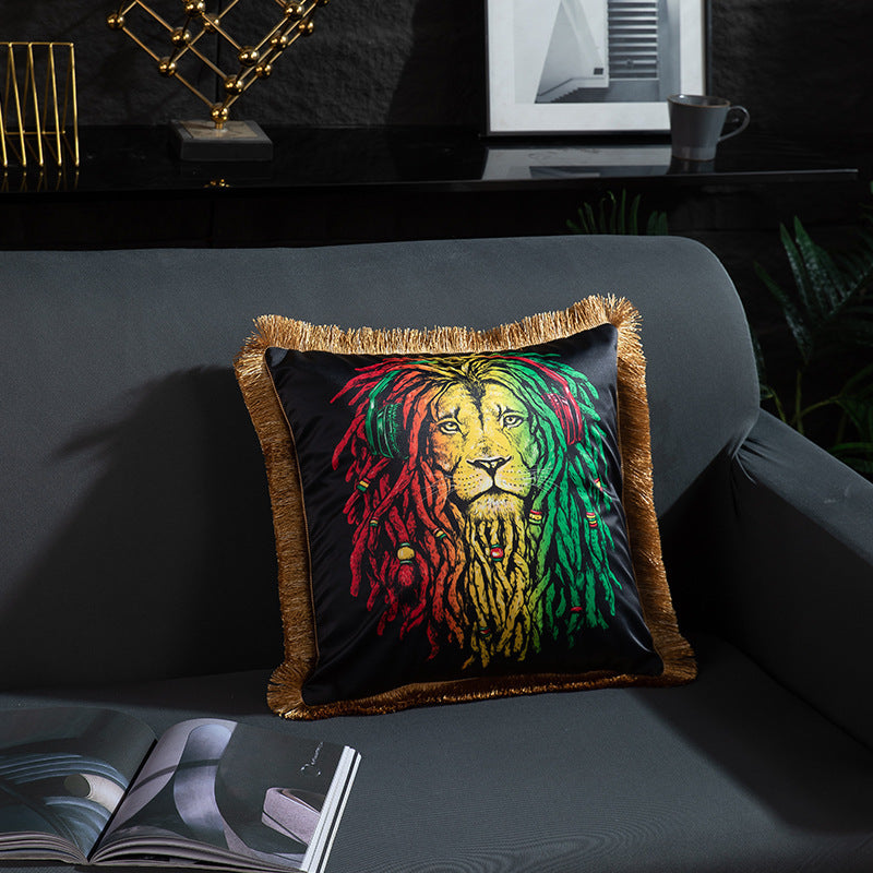 American Light Luxury Artificial Silk Home Leopard Leaf Skull Sofa Cushion