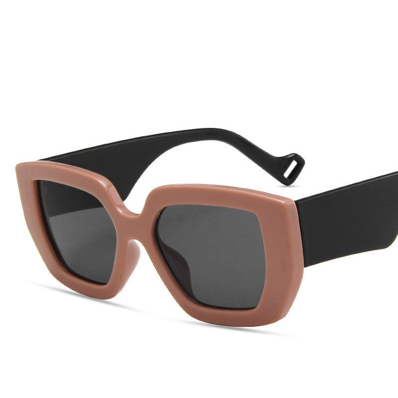 Lunettes de soleil polygonales contrastées pour la personnalité latérale Lunettes de soleil rétro