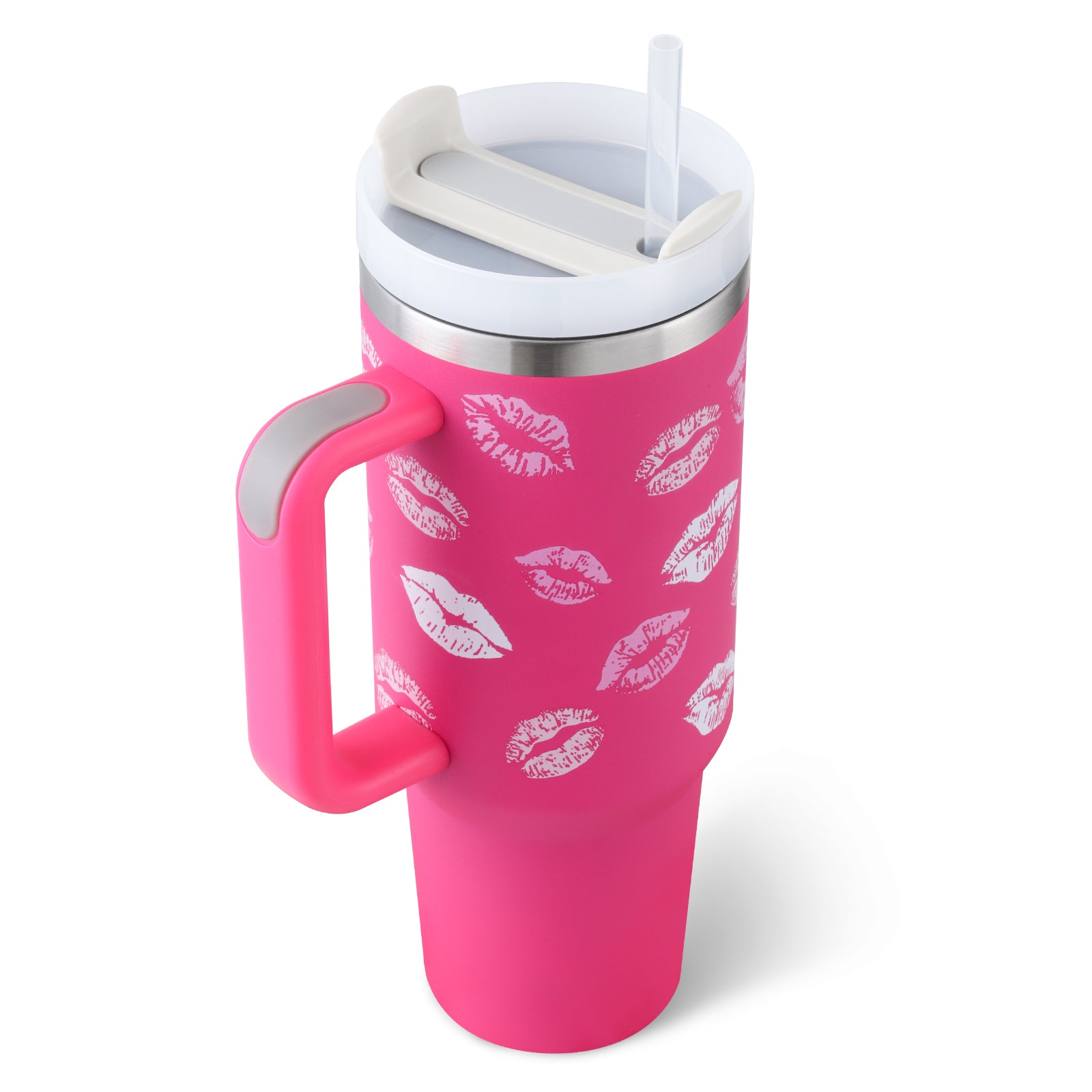 Gobelet isotherme 1,2 L avec poignée et paille, en acier inoxydable, anti-déversement, tasse à café isotherme sous vide avec couvercle, mug conique, cadeaux pour la Saint-Valentin, convient pour la voiture, la salle de sport, le bureau, les voyages