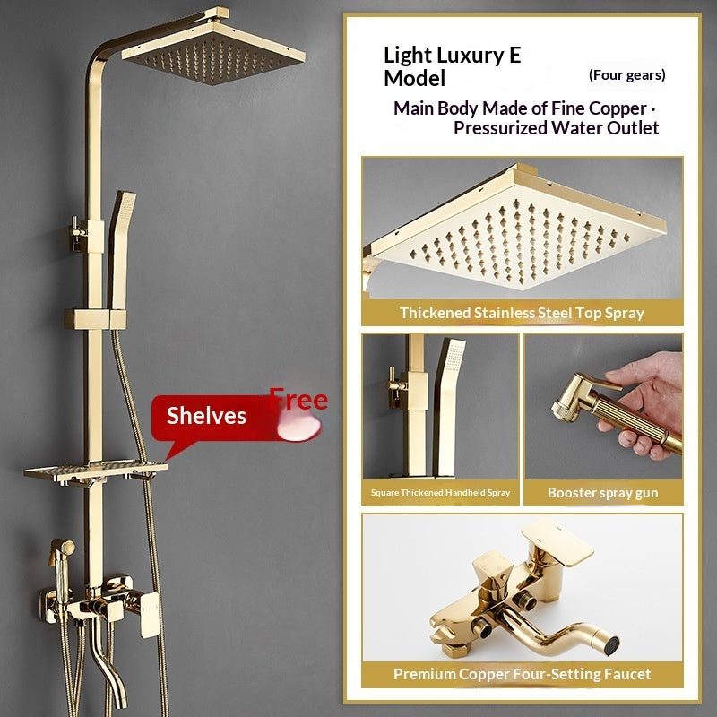 Wall-mounted Hot And Cold Shower Column With Rain Shower Head Set