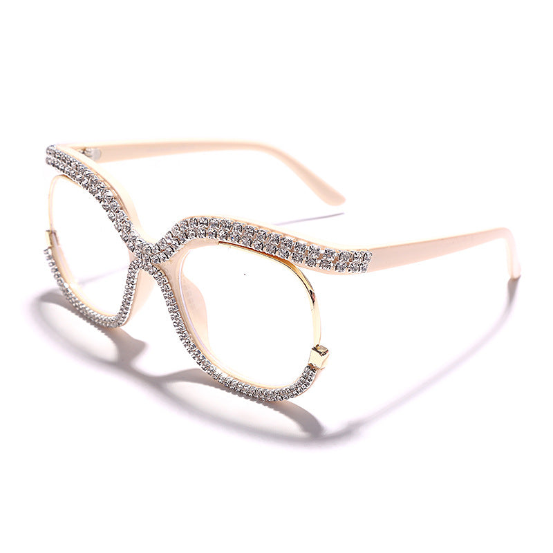 Personalized Luxury Color Diamond Sunglasses Large Frame Round