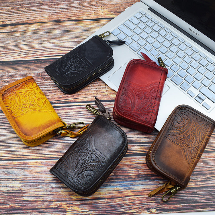 Vegetable Tanned Leather Multifunctional Large Capacity Car Key Case