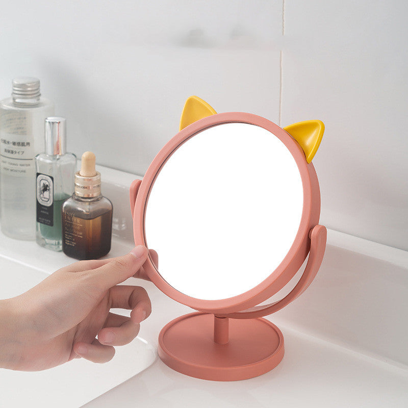 Cartoon Cat Ears Makeup Mirror Desktop Single-sided Makeup Mirror