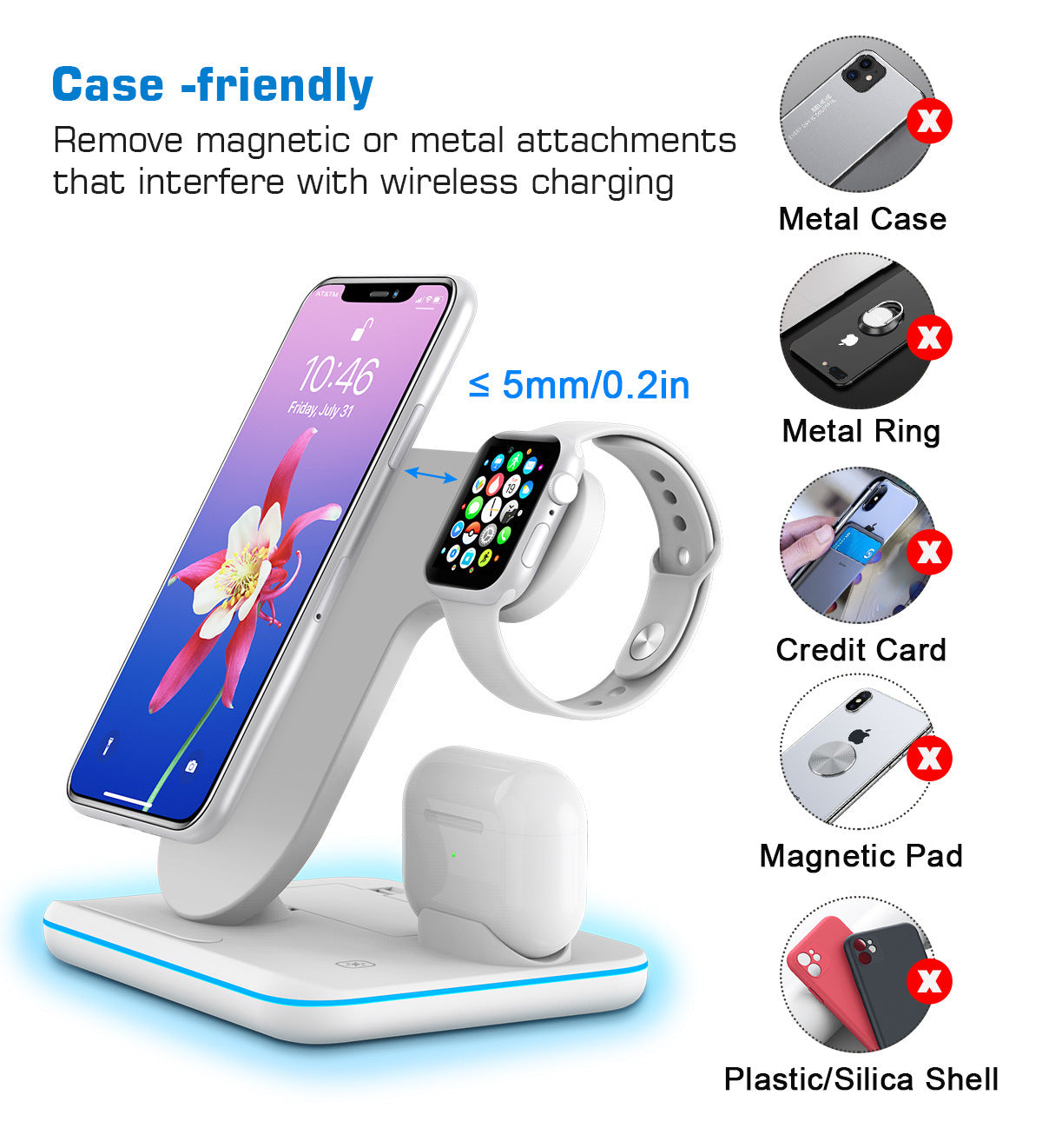 Wireless Charger Three In One Watch Mobile Phone Hollow Model