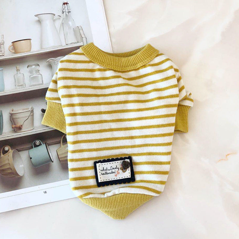 Pet Clothes Autumn New Striped Fashion Bottoming Shirt Dog Clothes
