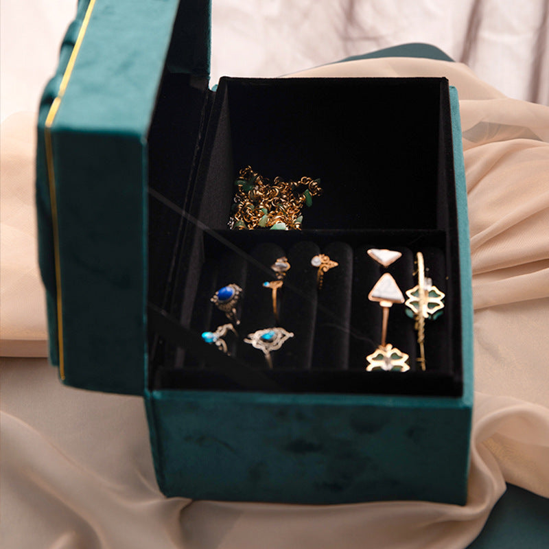 Boîte de rangement de bijoux Boîte de rangement en flanelle Boîte de rangement de bureau pour bijoux