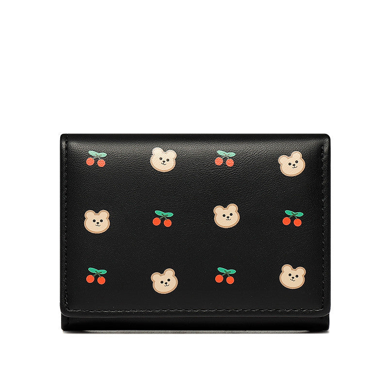 Short Wallet Cute Bear Cherry Mini