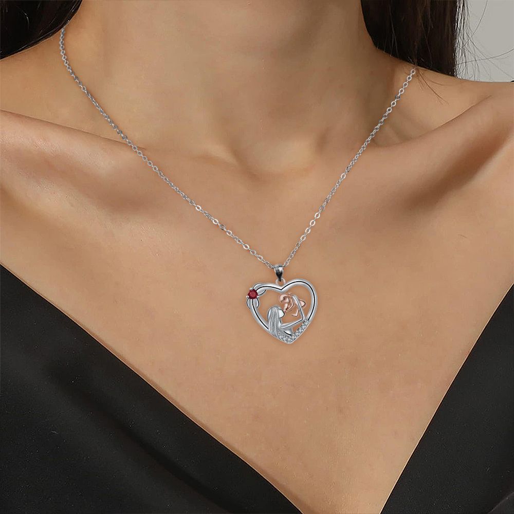 Mother's Day Mother And Daughter Pattern Necklace Heart-shaped Pendant Ornaments Women
