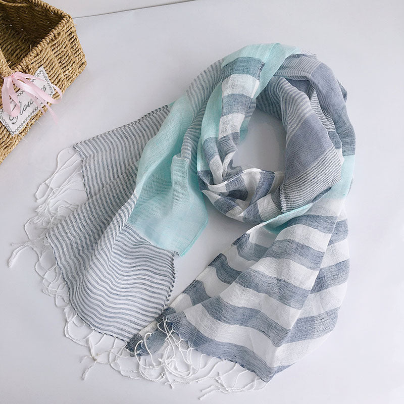 Spring Summer Cotton Linen Thin Lightweight Breathable Scarf