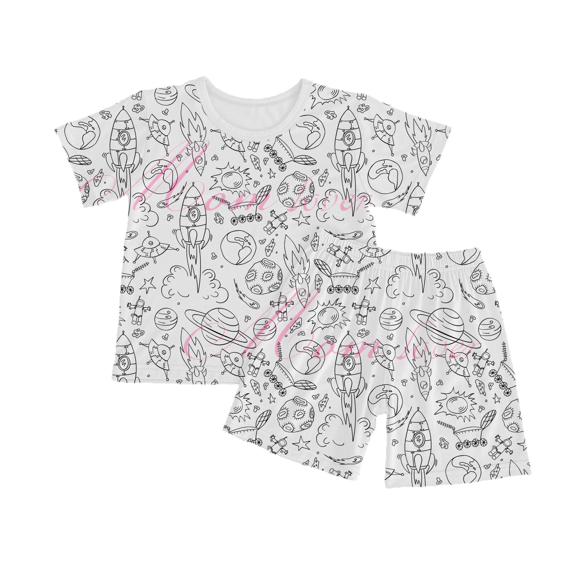 Cotton Ammonia Children Sketch Coloring Comfortable DIY Graffiti Pajamas